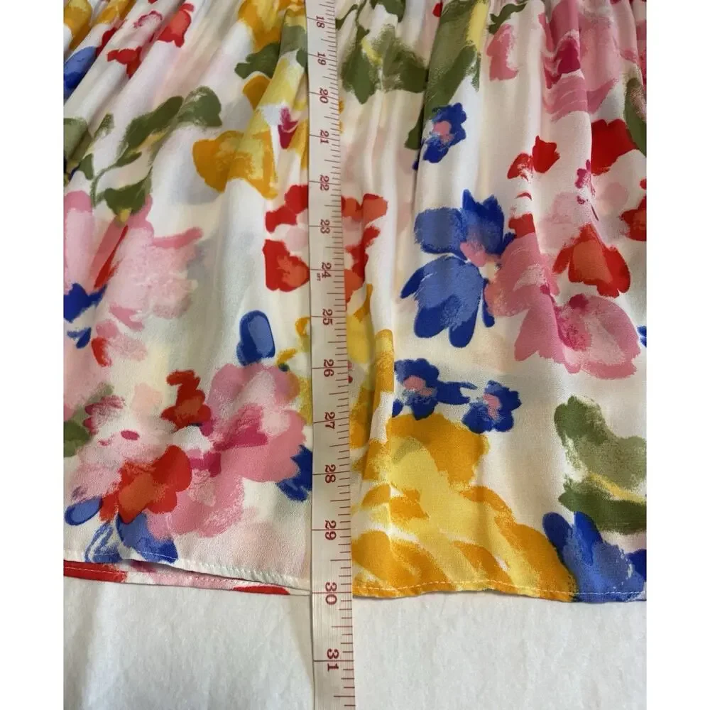 Floral And Ivy Floral Gathered V-neckline Colorful Flowy Babydoll Top Size 2X - Picture 10 of 10